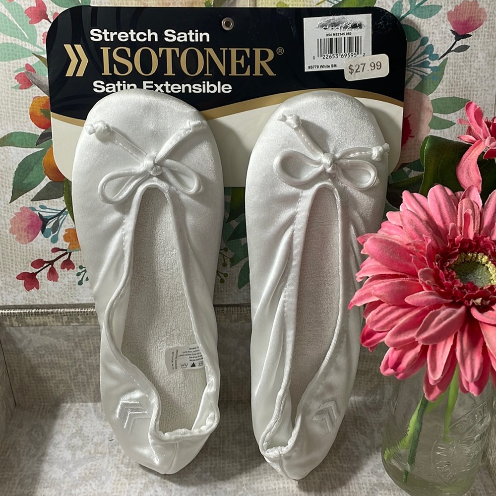 New! Stretch satin ISOTONER slippers